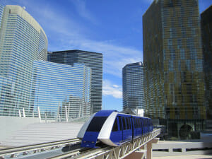 This tram goes from the Monte Carlo to the Aria then to the Bellagio