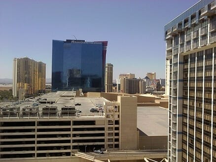 To the left is the Bally's and Paris shared parking garage