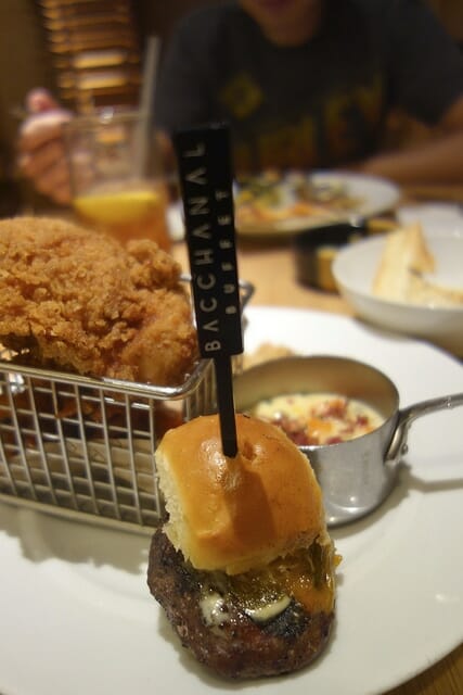 Examples of the small plate portions served at the Bacchanal Buffet