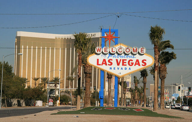 The Welcome to Fabulous Las Vegas sign is just under a mile from Mandalay Bay