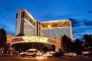 The Mirage Hotel and Casino is about 6/10th of a mile from the Bellagio