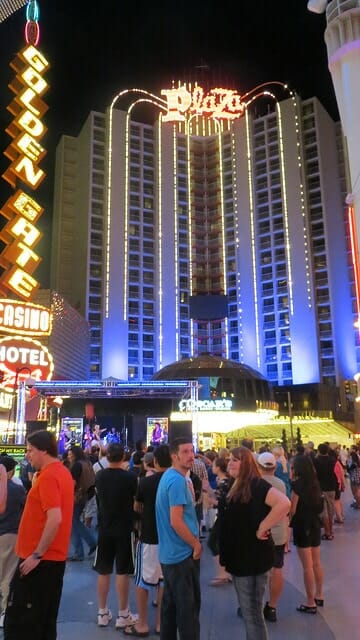 The Plaza is at the far end of Fremont Street