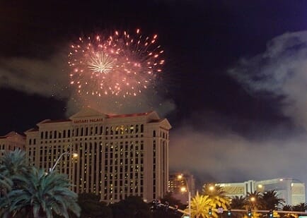 Fireworks over Caesars Palace in Las Vegas