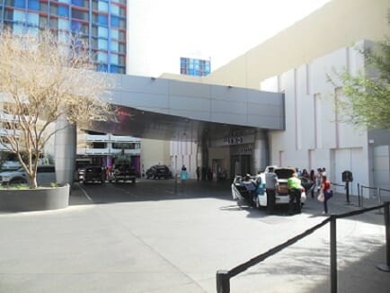 The valet parking area in front of the Linq Hotel and Casino