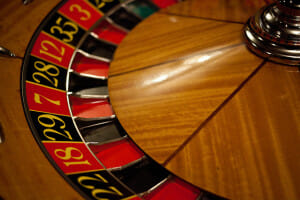 A typical casino roulette wheel