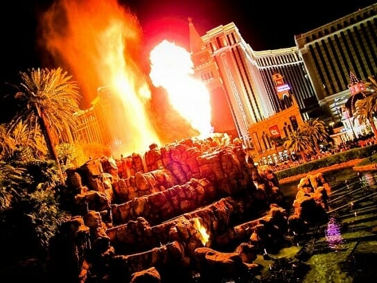 The volcano at the Mirage is the original Strips-side attaction