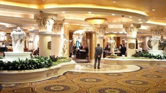 Looking towards the high limit room at Caesars Palace