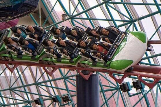 The Canyon Blaster roller coaster at Adventuredome