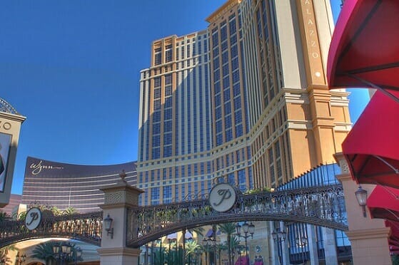 The entrance to free self-parking at the Palazzo in Las Vegas