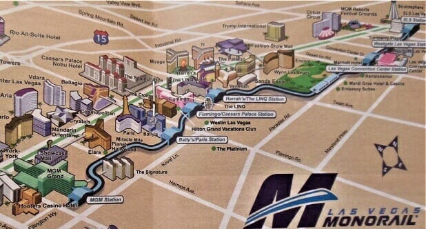 A map of the Las Vegas Monorail Route