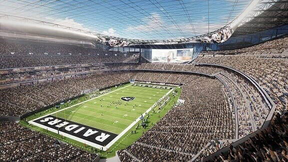 The new Las Vegas Raiders Stadium is just a 10 to 15 minute walk from the Las Vegas Strip