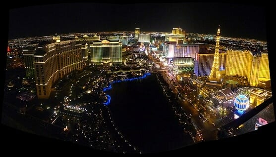 Looking north at the casinos on the Las Vegas Strip