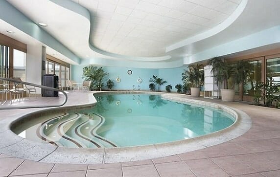 The indoor pool at the Embassy Suites Convention Center