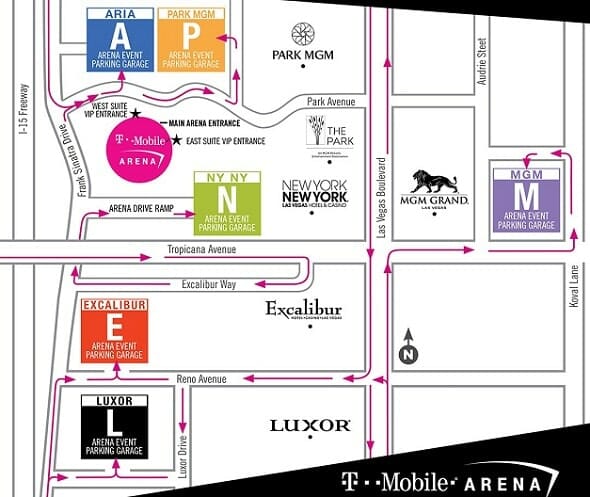 T Mobile Arena Map T-Mobile Arena Parking Fee & Map 2022