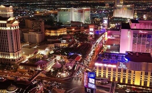 The Spanish Steps at Caesars Palace are on the lower center