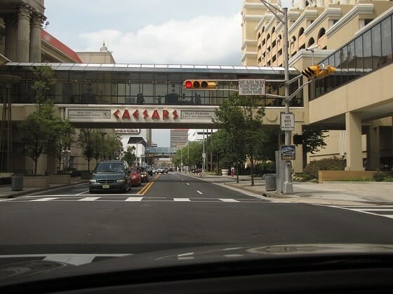 Skywalks on the 2nd level take you from the parking garages on the right, into Caesars AC