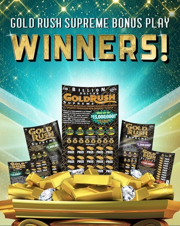 The Gold Rush scratch-off game had bonus play 2nd chance prizes