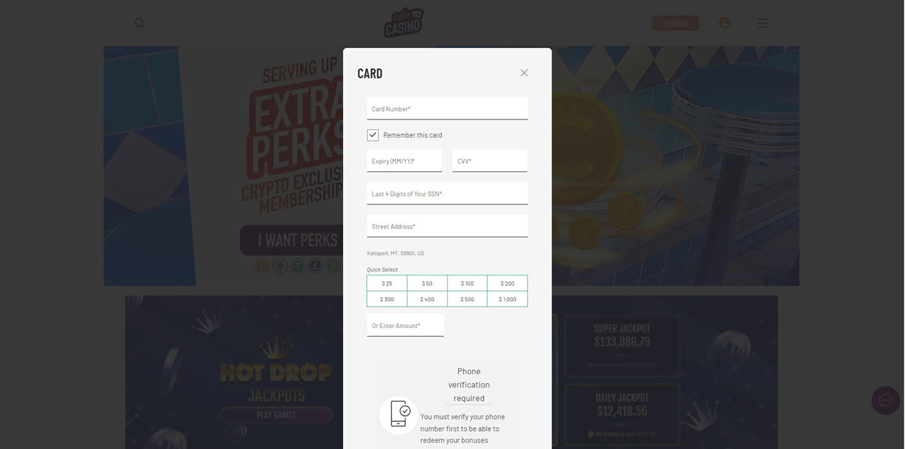 Online slots winners 4 Cafe Casino Deposits