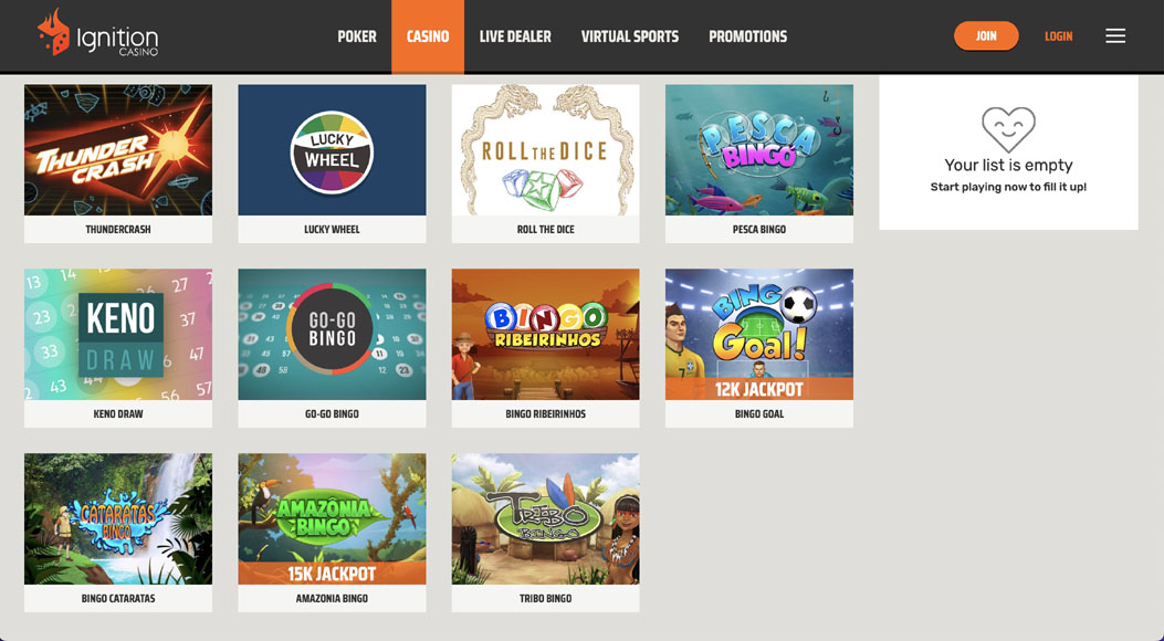 Ignition Casino Slingo Games