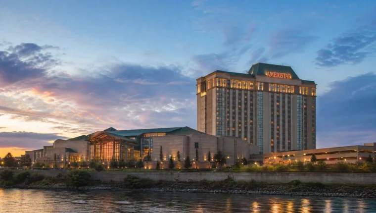 AI-generated exterior view of Ameristar Casino Hotel Council Buffs, Council Bluffs, Iowa.
