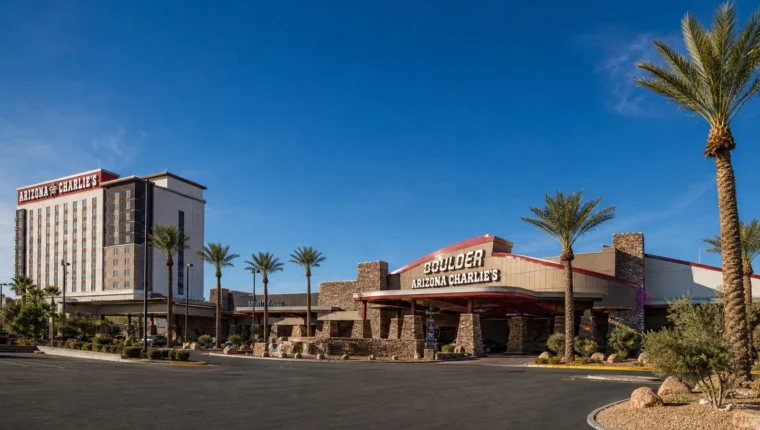 AI-generated exterior view of Arizona Charlie's Boulder Casino, Las Vegas, Nevada.