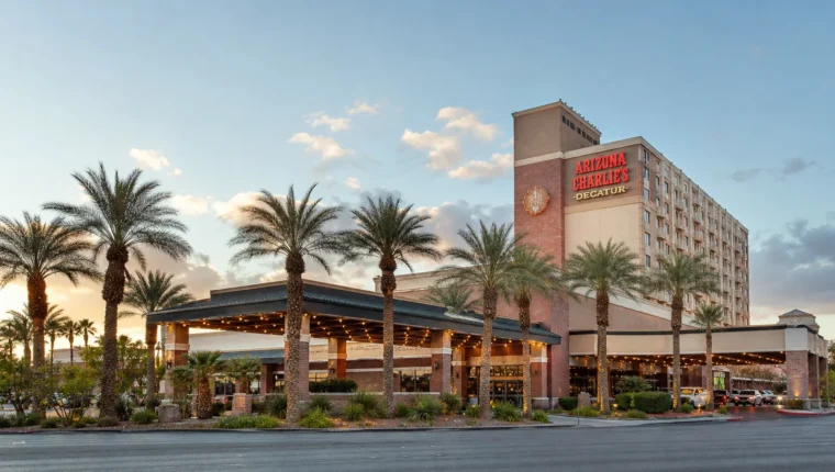 AI-generated exterior view of Arizona Charlie's Decatur, Las Vegas, Las Vegas, Nevada.