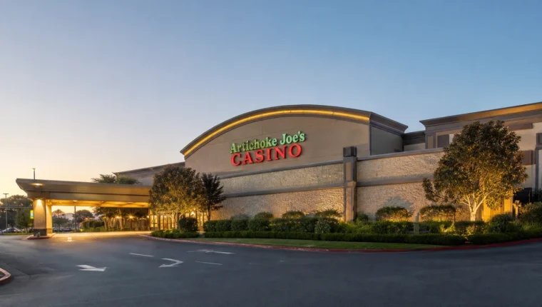 Artichoke Joe's Casino San Bruno 6 AI-generated exterior view of Artichoke Joe's Casino San Bruno, San Bruno, California.