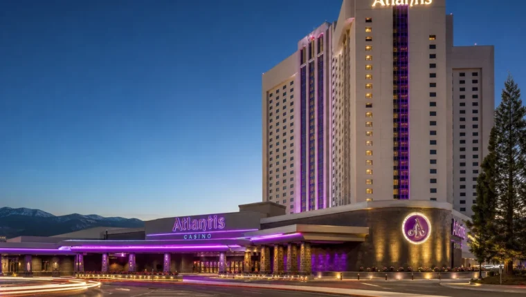 AI-generated exterior view of Atlantis Casino, Reno, Reno, Nevada.