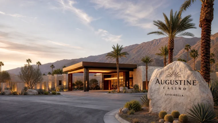 Augustine Casino Coachella 7 AI-generated exterior view of Augustine Casino Coachella, Coachella, California.