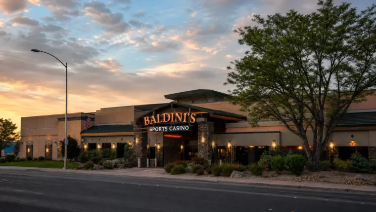 AI-generated exterior view of Baldini's Sports Casino, Sparks, Sparks, Nevada.