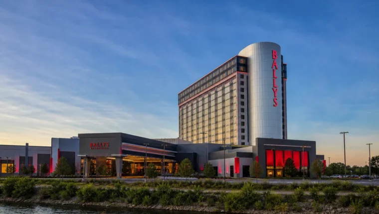 AI-generated exterior view of Bally's Evansville, Evansville, Indiana.