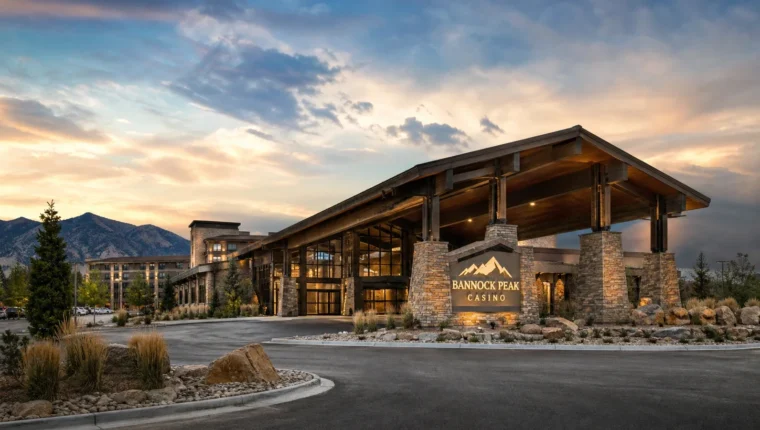 AI-generated exterior view of Bannock Peak Casino Pocatello, Pocatello, Idaho.