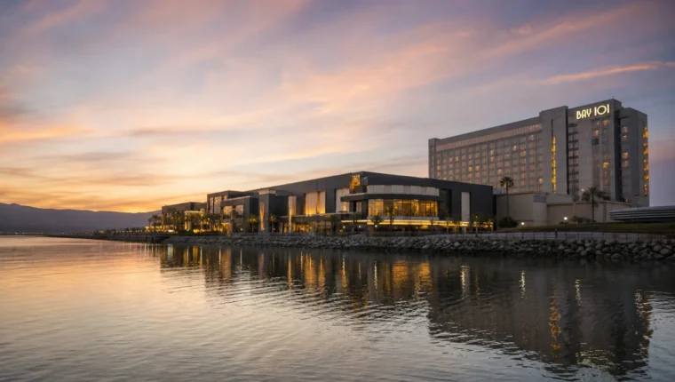 Bay 101 Casino San Jose 9 AI-generated exterior view of Bay 101 Casino San Jose, San Jose, California.