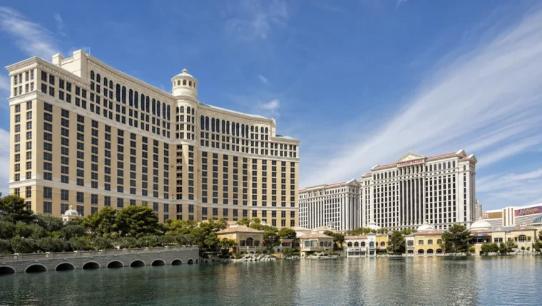 AI-generated exterior view of Bellagio Casino, Las Vegas, Nevada.