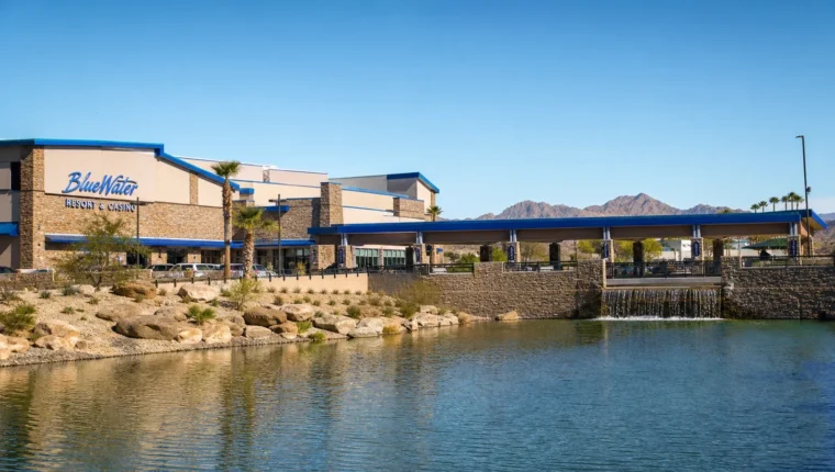 AI-generated exterior view of BlueWater Resort & Casino Parker, AZ, Parker, Arizona.