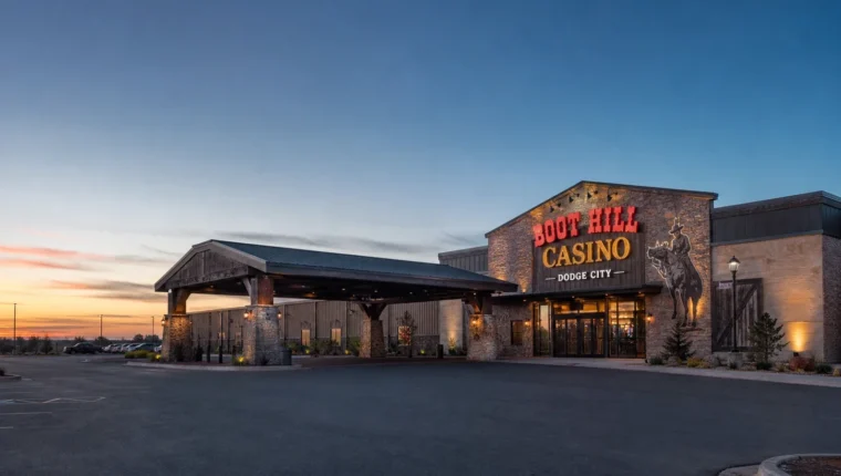 Boot Hill Casino Dodge City: Games, Dining, and Hotels 2 AI-generated exterior view of Boot Hill Casino Dodge City, Kansas.