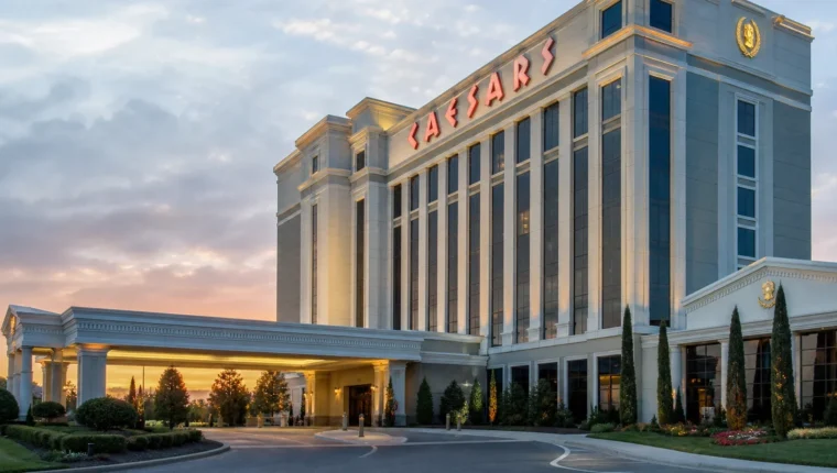 AI-generated exterior view of Caesars Southern Indiana Elizabeth, Indiana.