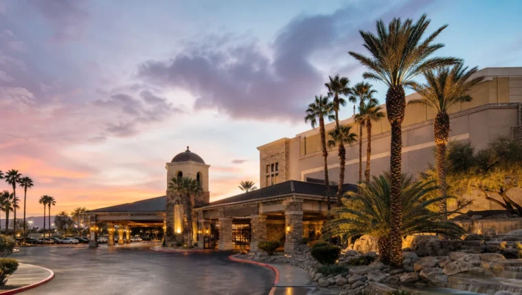 AI-generated exterior view of CasaBlanca Casino Mesquite, Mesquite, Nevada.