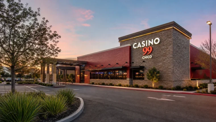 Casino 99 Chico: Poker, Blackjack, and Visitor Guide 15 AI-generated exterior view of Casino 99 Chico, Chico, California.