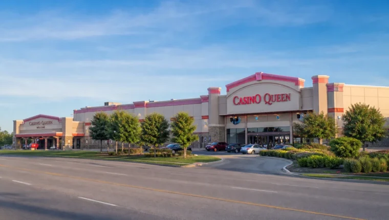 Casino Queen East St Louis 10 AI-generated exterior view of Casino Queen East St Louis, Illinois.