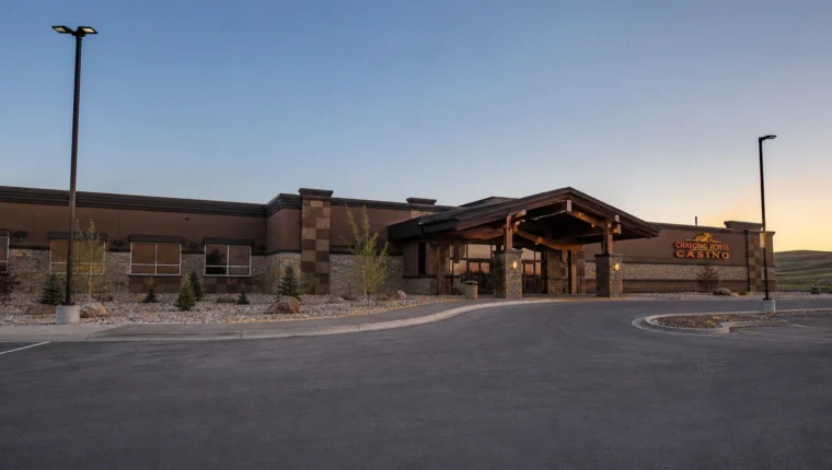 AI-generated exterior view of Charging Horse Casino Lame Deer, Lame Deer, Montana.