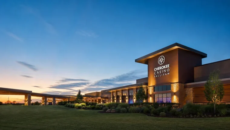 AI-generated exterior view of Cherokee Casino Sallisaw, Sallisaw, Oklahoma.