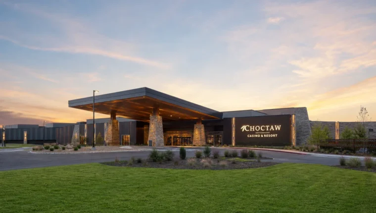 AI-generated exterior view of Choctaw Casino McAlester, McAlester, Oklahoma.