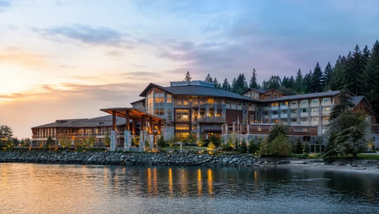AI-generated exterior view of Clearwater Casino Resort Suquamish, Suquamish, Washington.