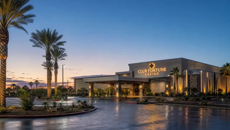 AI-generated exterior view of Club Fortune Casino Henderson, Henderson, Nevada.
