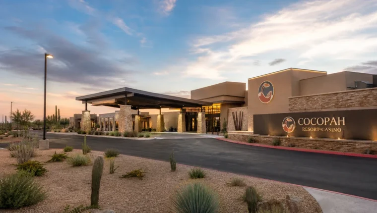AI-generated exterior view of Cocopah Resort Casino Somerton, AZ, Arizona.