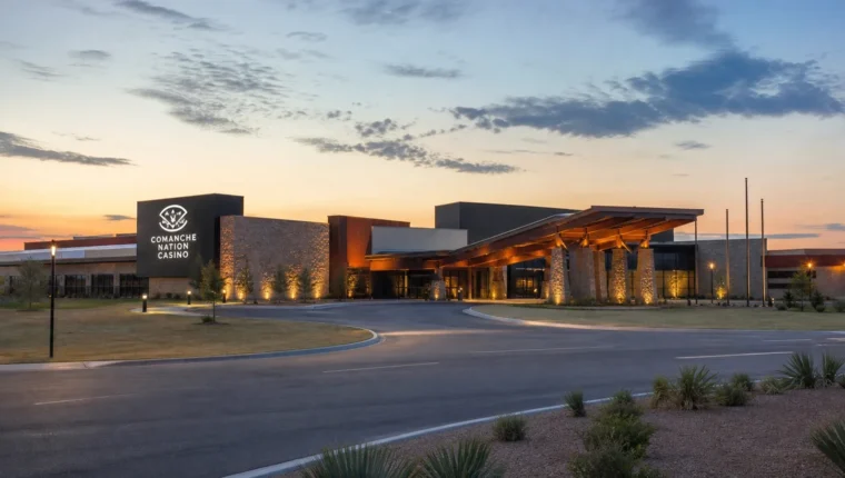 AI-generated exterior view of Comanche Nation Casino Lawton, Lawton, Oklahoma.