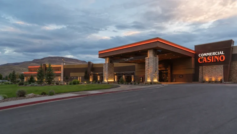 AI-generated exterior view of Commercial Casino Elko, Elko, Nevada.