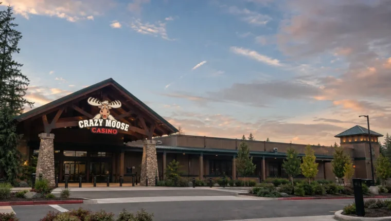 AI-generated exterior view of Crazy Moose Casino Mountlake Terrace, Mountlake Terrace, Washington.