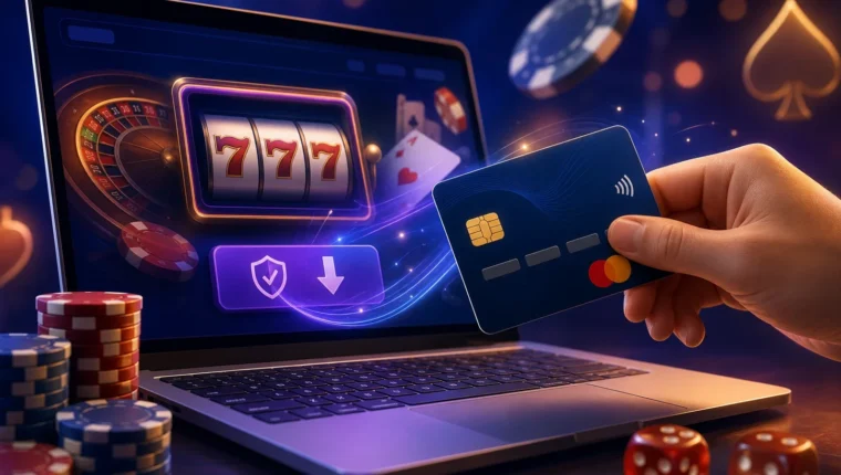 Conceptual editorial illustration for Credit Card Deposits at US Online Casinos